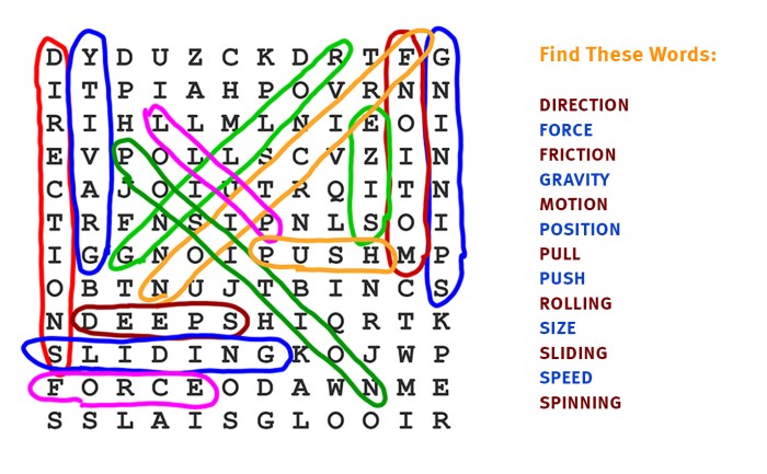 Los adjetivos word search answer key