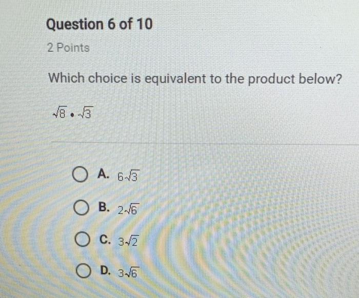 Which choice is equivalent to the product below