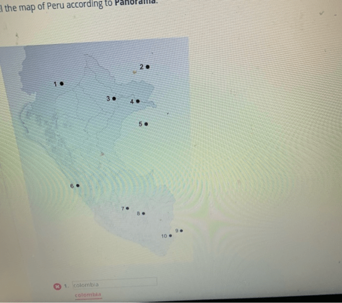 Label the map of peru according to panorama.