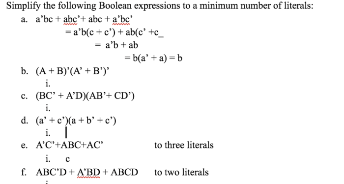 Boolean expressions simplifying courses